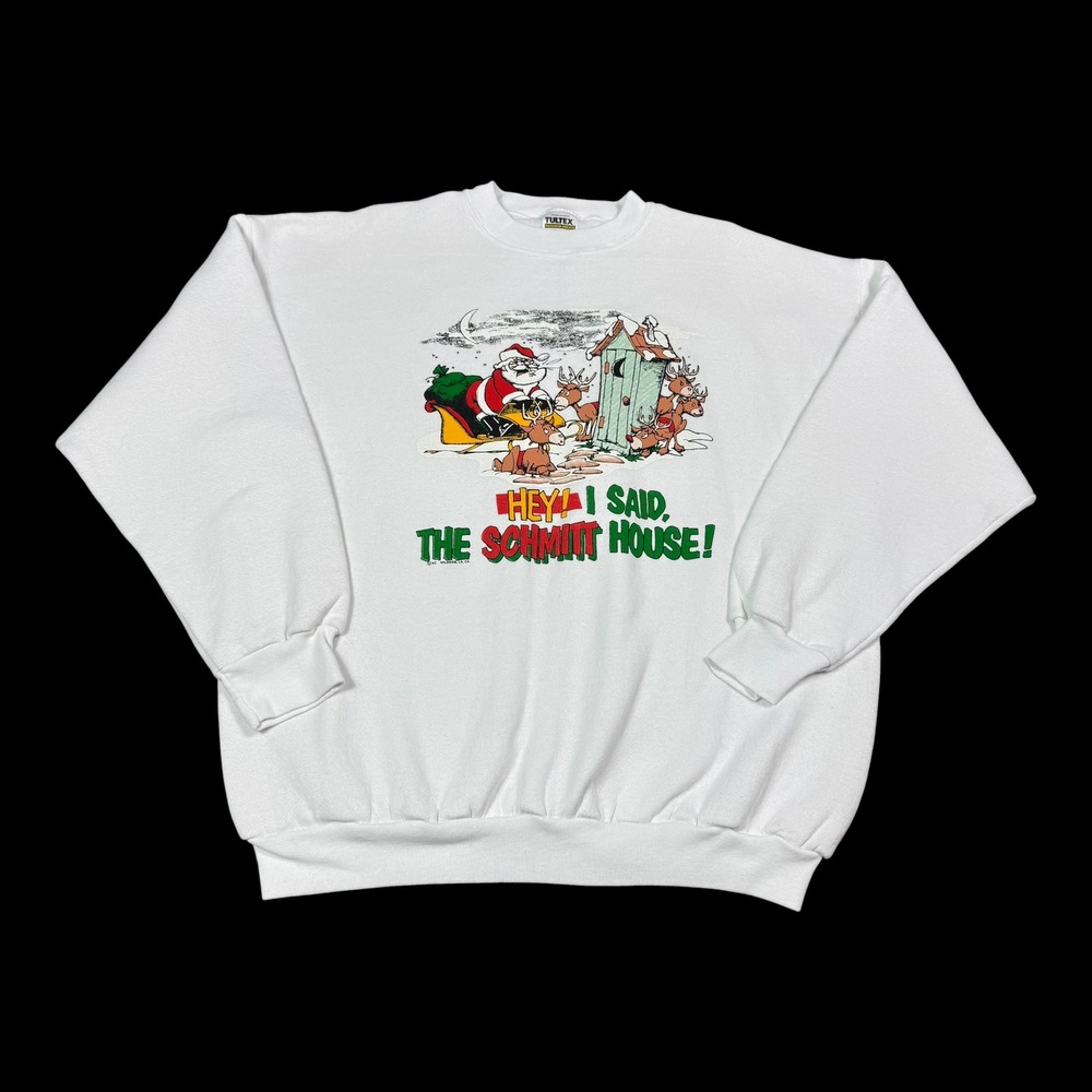 Vintage 90s Tultex Santa Christmas I Said Schmidt House Sweatshirt Men's XL